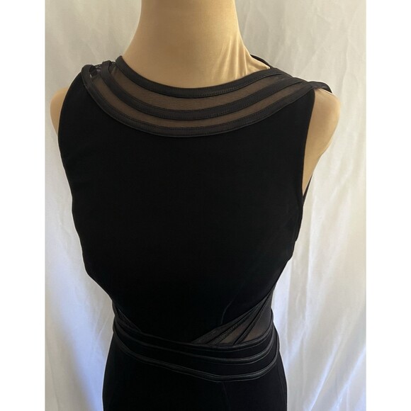 Tadashi Shoji Black Mesh Panel Evening Gown Elegant Formal Dress S - Picture 7 of 16